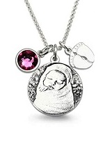 elegant lovely heart shaped baby foot birthstone necklace